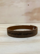 Load image into Gallery viewer, Leather quote bracelet

