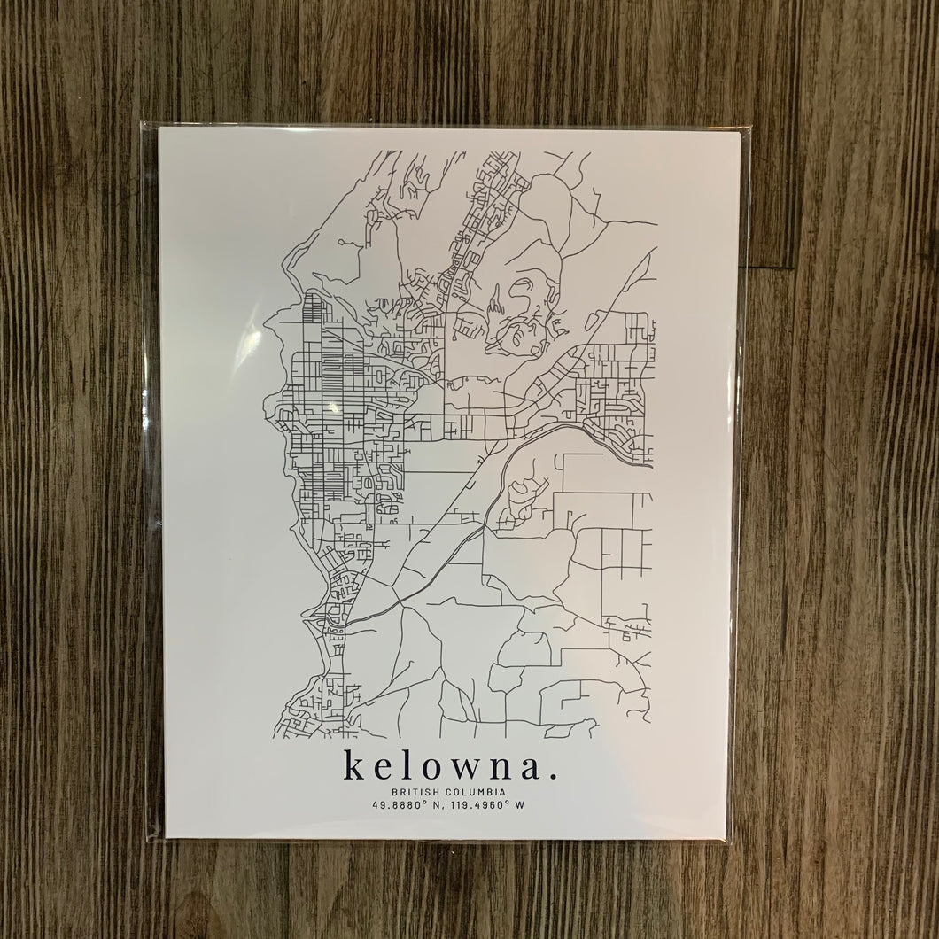 Typed Font Kelowna Map
