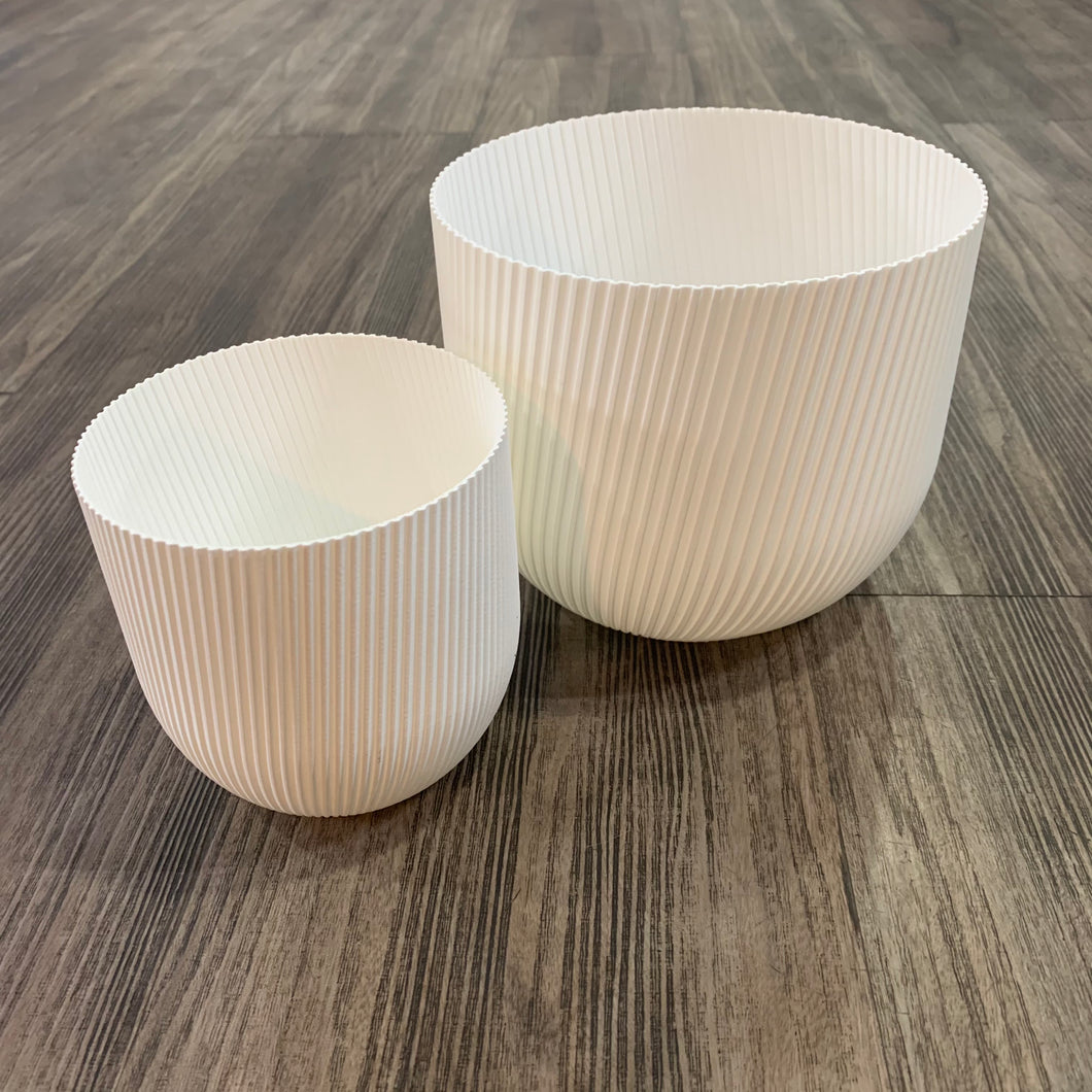 White 3D Printed Lines Pot