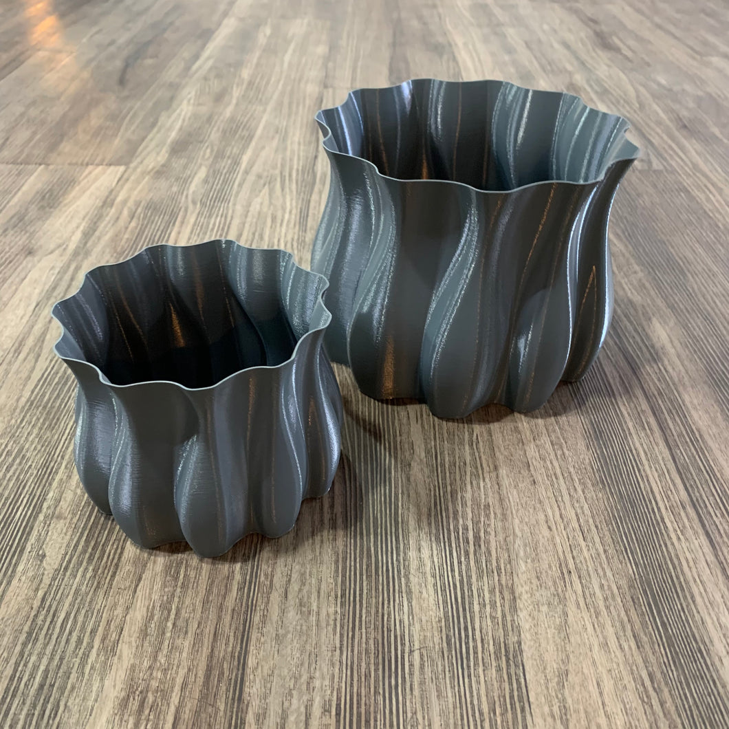 Slate Grey 3D Printed Swirl Pot