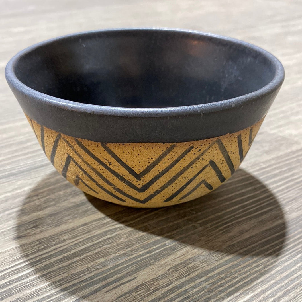 Brown and Black Striped Ceramic Bowl