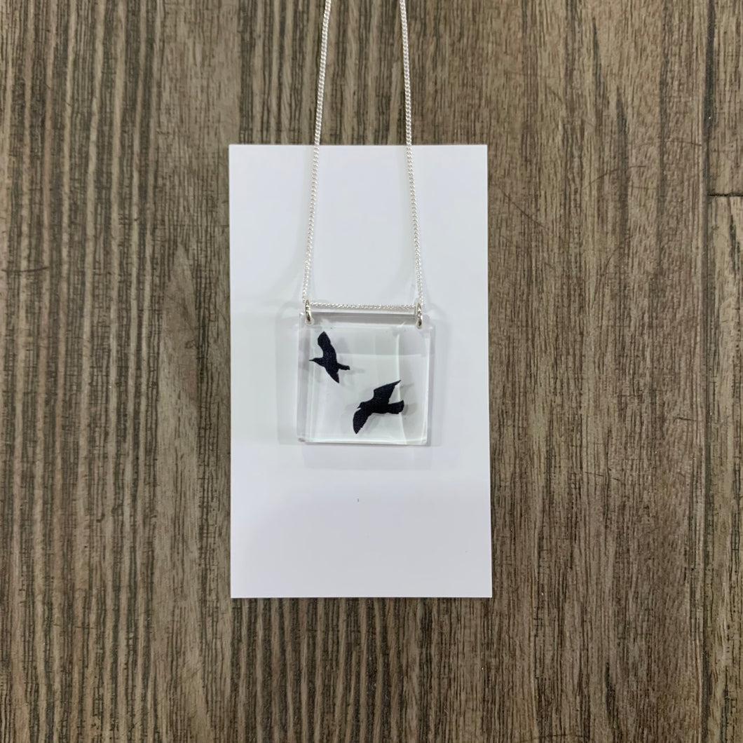 Square Bird Photo Necklace